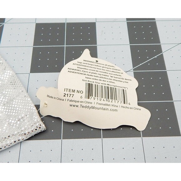 Teddy Mountain Pink Sparkle Rock Star Outfit Clothing Microphone 16 Inch - Picture 3 of 5